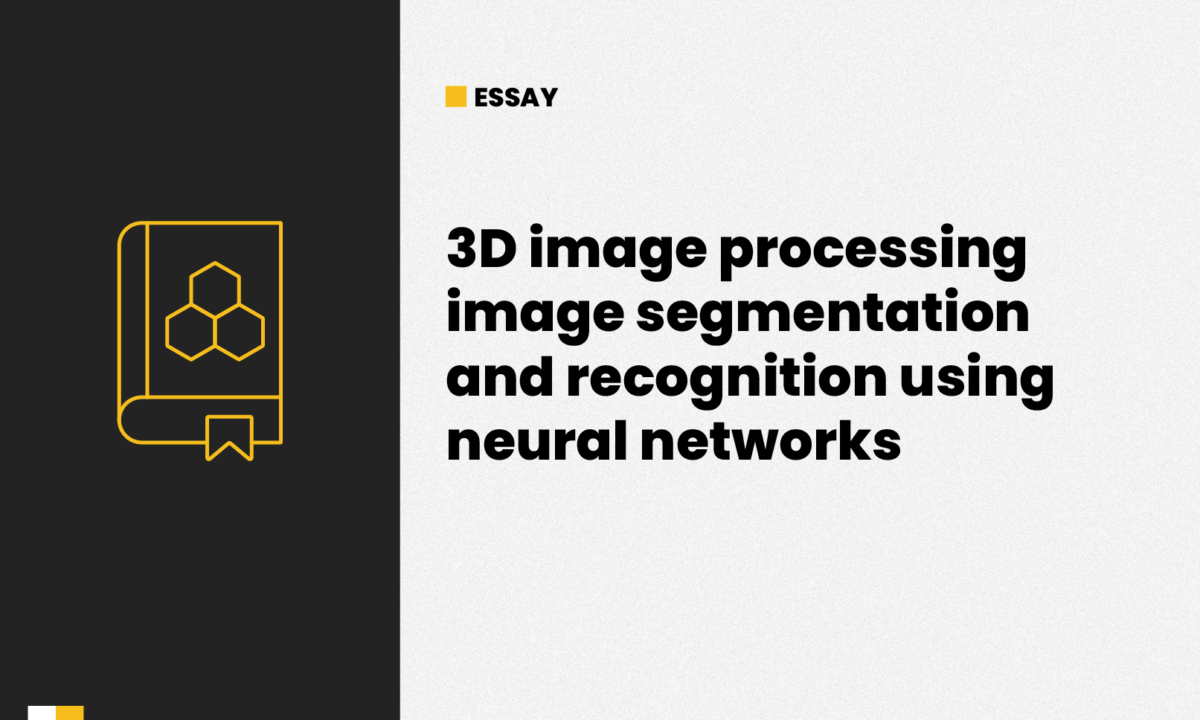 3D image processing image segmentation and recognition using neural networks